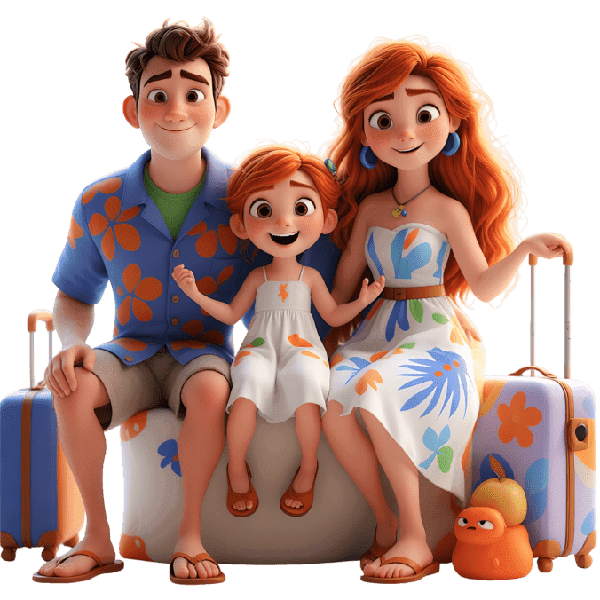 Family travelers getInsur mascot